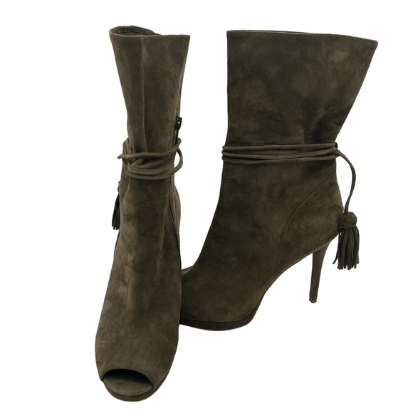 Michael Michael Kors Women's Rosalie Open Toe Suede Bootie Olive Size 7.5 - Picture 3 of 8